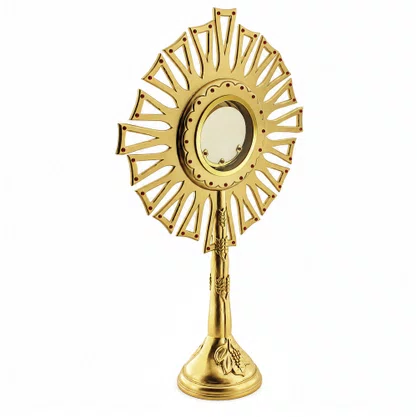Ostensório de Madeira com Pintura Dourado Pedras Vermelhas - 100 cm