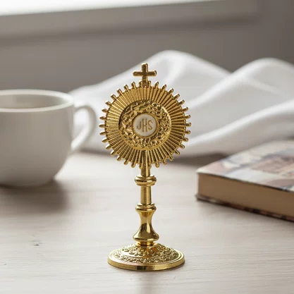 Ostensório Enfeite Metal Dourado Autocolante - 6,5 cm