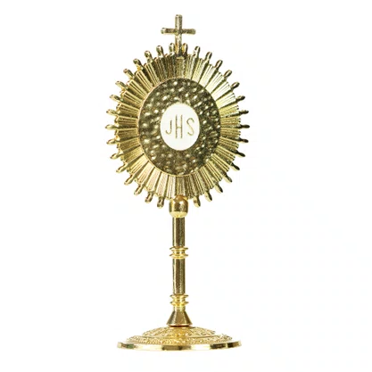 Ostensório Enfeite Metal Dourado Autocolante - 12 cm