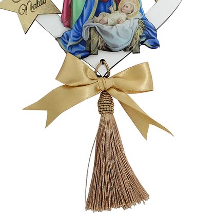 Placa MDF Branco Coração Sagrada Família - 28 cm