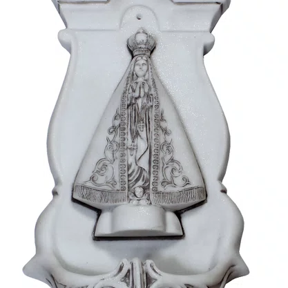 Porta Água Benta de Nossa Senhora Aparecida em Mármore - 39 cm x 20
