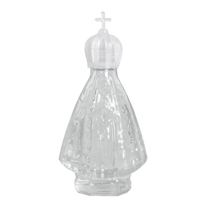Porta Água Benta Nossa Senhora Aparecida em Vidro Transparente com Coroa - 11 cm