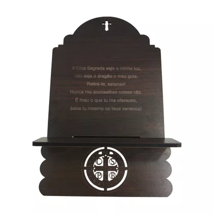 Porta Biblia MDF com Medalha e Oração de São Bento -  33 cm x 20 cm