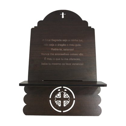 Porta Biblia MDF com Medalha e Oração de São Bento -  33 cm x 20 cm