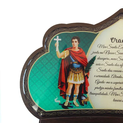 Porta Chaves Santo Expedito em MDF Resinado - 16 ,5 cm x 21 cm