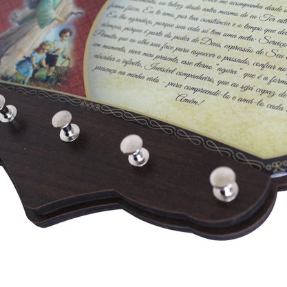 Porta Chaves Anjo da Guarda em MDF Resinado 16 cm