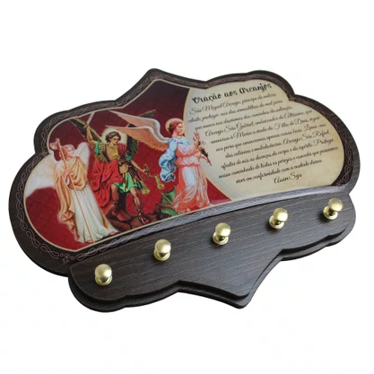 Porta Chaves Arcanjos em MDF Resinado 16 cm