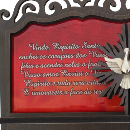 Porta Chaves Divino Espírito Santo 3D Madeira Resinada - 18 cm