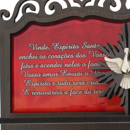 Porta Chaves Divino Espírito Santo 3D Madeira Resinada - 18 cm