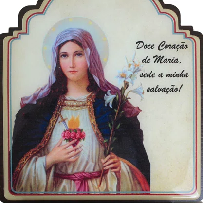 Porta Chaves Imaculado Coração de Maria Modelo Provençal em MDF Resinado - 21 cm