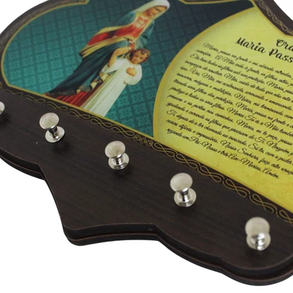 Porta Chaves Maria Passa na Frente em MDF Resinado 16 cm