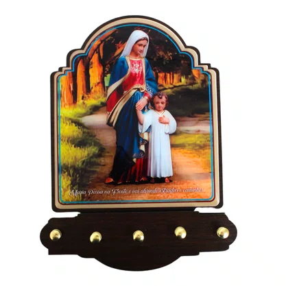 Porta Chaves Maria Passa na Frente Modelo Provençal em MDF Resinado 21 cm