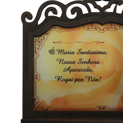 Porta Chaves Nossa Senhora Aparecida 3D Madeira Resinada - Amarelo - 18cm
