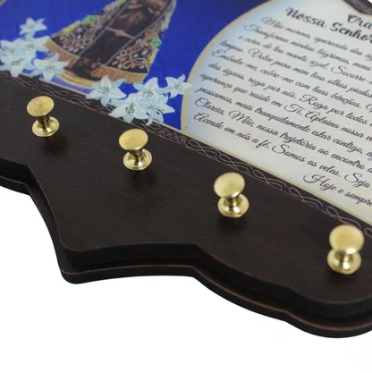 Porta Chaves Nossa Senhora Aparecida em MDF Resinado - 16 cm