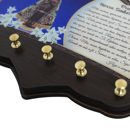 Porta Chaves Nossa Senhora Aparecida em MDF Resinado - 16 cm