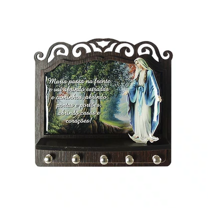 Porta Chaves Nossa Senhora das Graças 3D Madeira Resinada - 17,5 cm x 18 cm