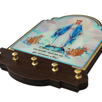 Porta Chaves Nossa Senhora das Graças Modelo Provençal em MDF Resinado 21 cm
