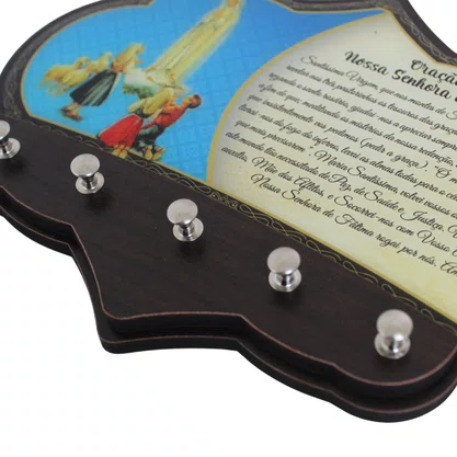 Porta Chaves Nossa Senhora de Fátima em MDF Resinado - 16 cm