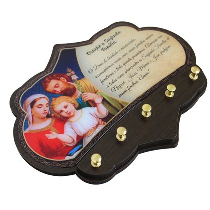 Porta Chaves Sagrada Família em MDF Resinado 16cm