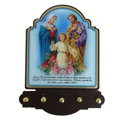 Porta Chaves Sagrada Família Modelo Provençal em MDF Resinado 21 cm