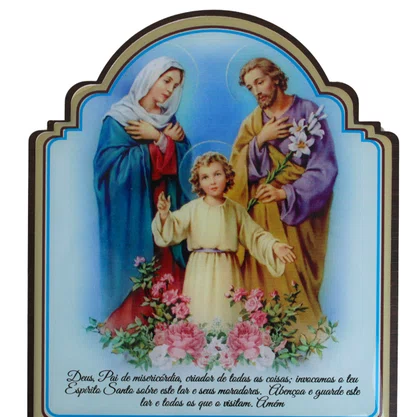 Porta Chaves Sagrada Família Modelo Provençal em MDF Resinado 21 cm