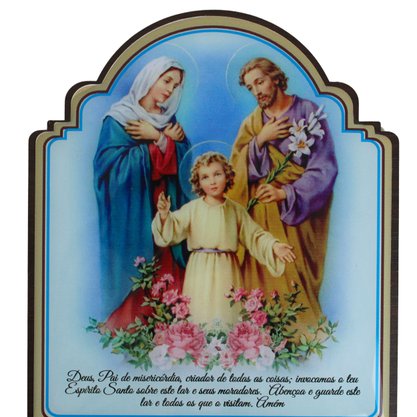 Porta Chaves Sagrada Família Modelo Provençal em MDF Resinado 21 cm