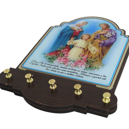 Porta Chaves Sagrada Família Modelo Provençal em MDF Resinado 21 cm