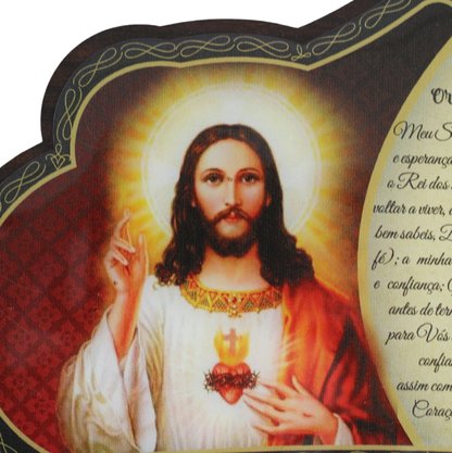 Porta Chaves Sagrado Coração de Jesus em MDF Resinado 16 cm