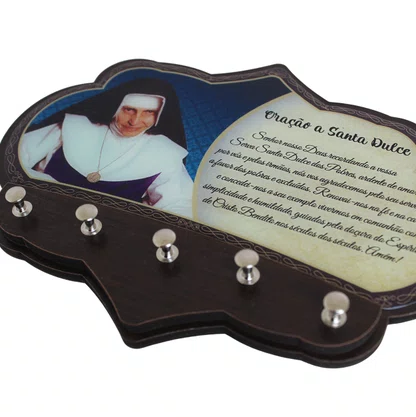 Porta Chaves Santa Dulce dos Pobres em MDF Resinado - 16cm