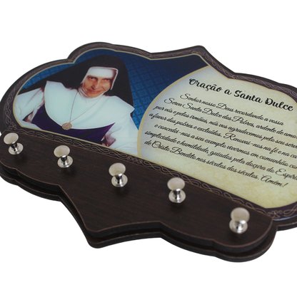 Porta Chaves Santa Dulce dos Pobres em MDF Resinado - 16cm