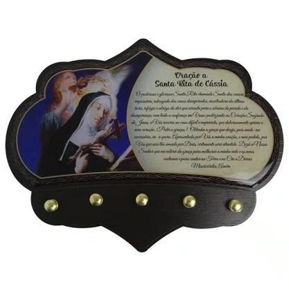 Porta Chaves Santa Rita de Cássia em MDF Resinado - 16cm