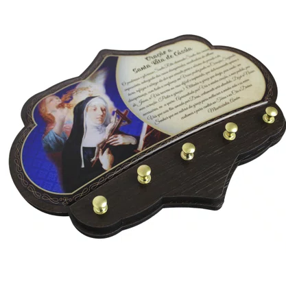 Porta Chaves Santa Rita de Cássia em MDF Resinado - 16cm