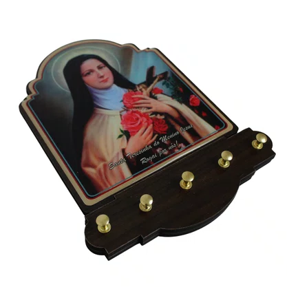 Porta Chaves Santa Teresinha Modelo Provençal em MDF Resinado 21 cm