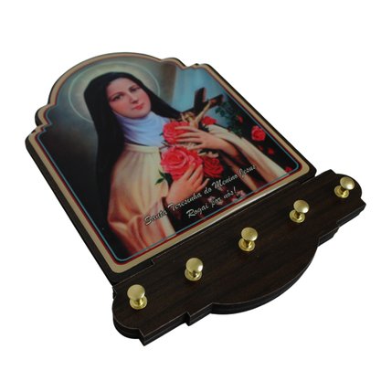 Porta Chaves Santa Teresinha Modelo Provençal em MDF Resinado 21 cm