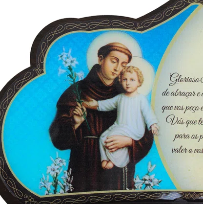 Porta Chaves Santo Antônio em MDF Resinado 16 cm