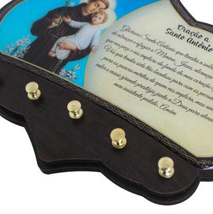 Porta Chaves Santo Antônio em MDF Resinado 16 cm