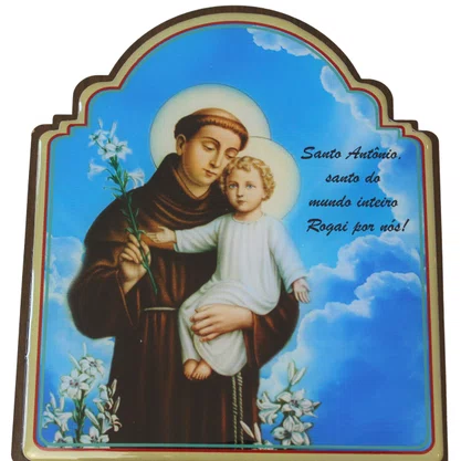 Porta Chaves Santo Antônio Modelo Provençal em MDF Resinado 21 cm