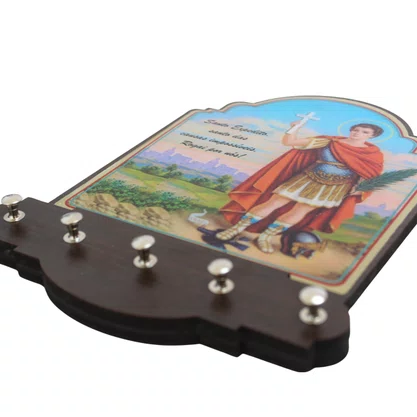 Porta Chaves Santo Expedito Modelo Provençal em MDF Resinado - 21cm