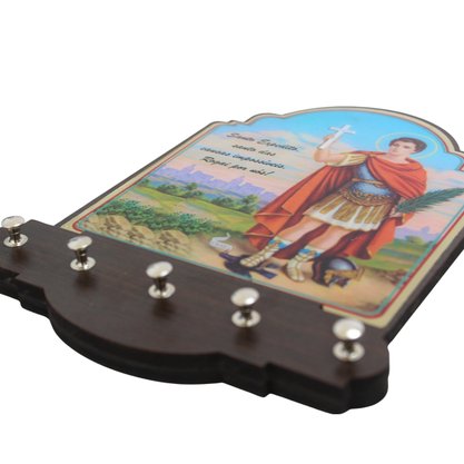 Porta Chaves Santo Expedito Modelo Provençal em MDF Resinado - 21cm