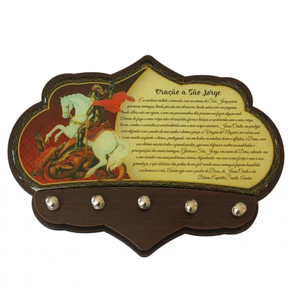 Porta Chaves São Jorge em MDF Resinado - 16 cm