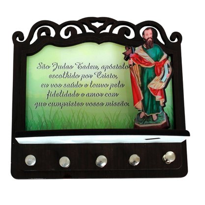 Porta Chaves São Judas Tadeu 3D Madeira Resinada - 18cm