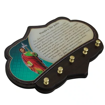 Porta Chaves São Judas Tadeu em MDF Resinado 16 cm