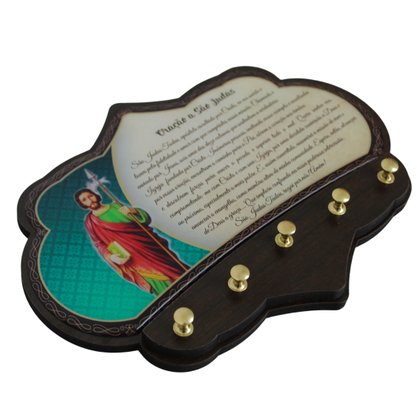 Porta Chaves São Judas Tadeu em MDF Resinado 16 cm