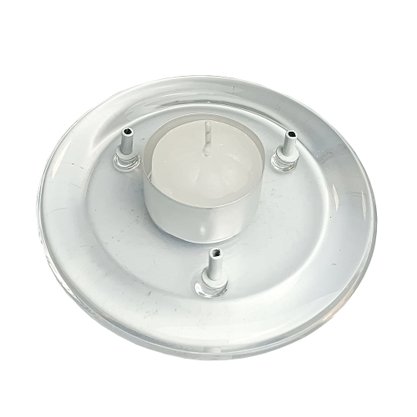 Porta Incenso Vidro Redondo Três Pinos e  Vela Rechô Branca - 11 cm