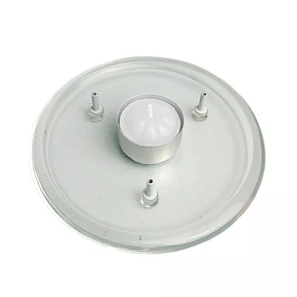 Porta Incenso Vidro Redondo Três Pinos e  Vela Rechô Branca  - 14 cm