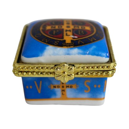 12 unid - Porta Terço de São Bento em Louça Azul