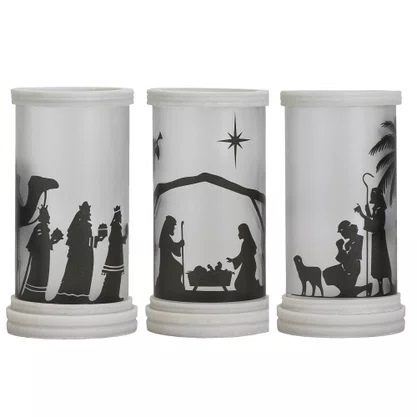 Porta Velas Cenário Nascimento Menino Jesus - 18 cm