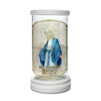 Porta Vela em Vidro e Mármore Nossa Senhora das Graças - 18cm