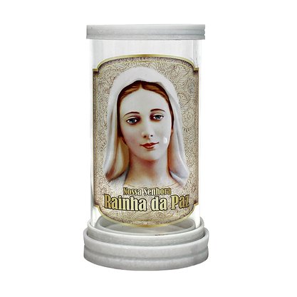 Porta Vela em Vidro e Mármore Nossa Senhora Rainha da Paz - 18cm
