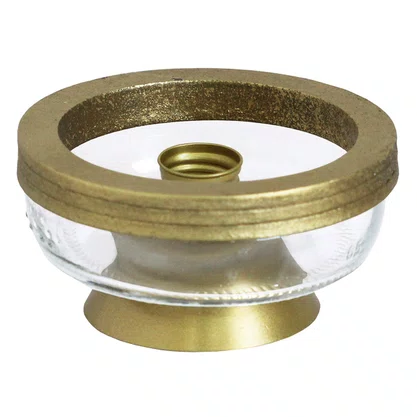 Porta Vela Vidro Duplo Vela Palito e Rechô Dourado - 4,5 Cm